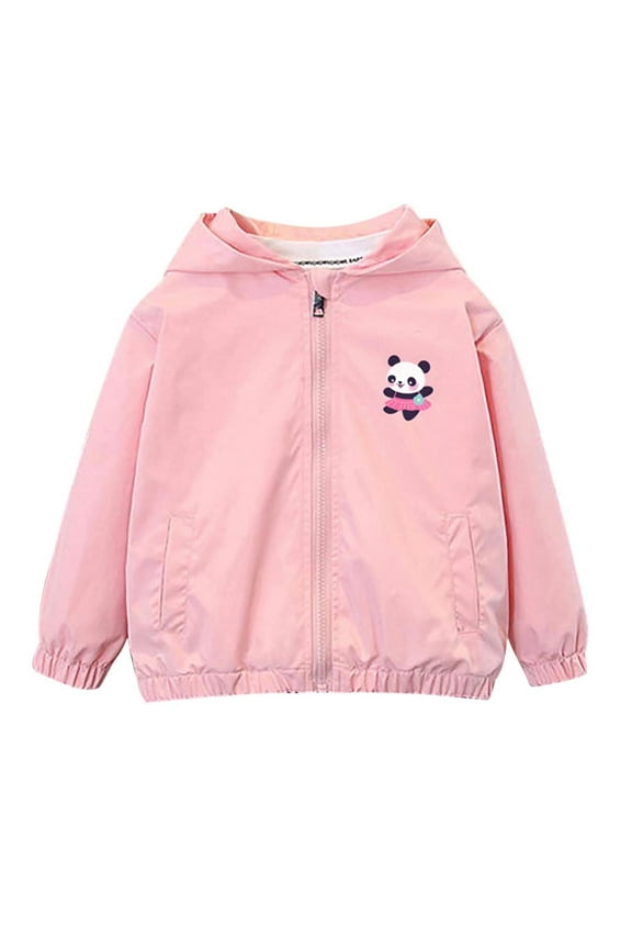 Kids Girls Jackets with Zipper, Lightweight Casual Spring Fall Hooded Girls Outerwear Pink Size 5T