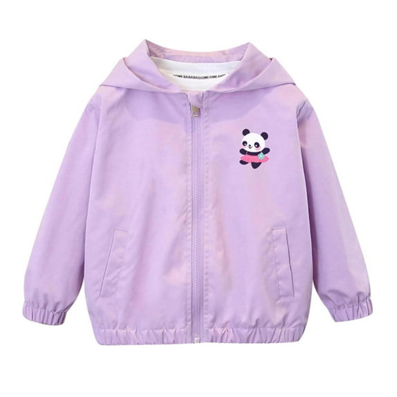 Cethrio Kids Girls Jackets with Zipper, Lightweight Hooded Spring Fall Casual Girls Outerwear Purple Size 3T