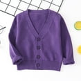 thumbnail image 1 of Cethrio Kids Girls Knit Cardigans, Long Sleeve Solid Color Buttons Casual Girls Sweaters Purple Size 3-4 T, 1 of 6