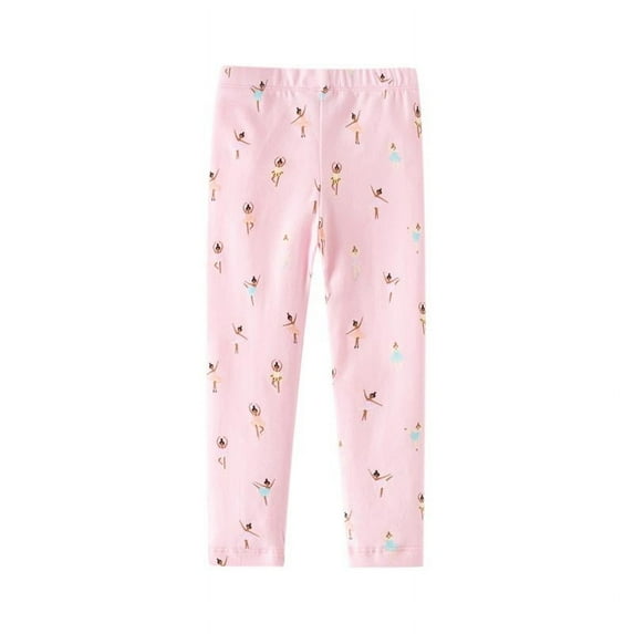 Cethrio Kids Girls Leggings, Cotton Elastic Waist Gifts Soft Tight Pants Pink Size 5 T