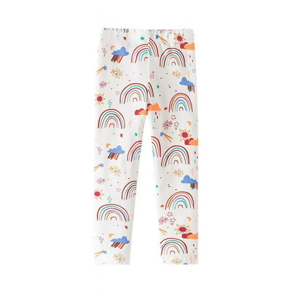 Cethrio Kids Girls Leggings, Elastic Waist Printed Cotton Soft Tight Pants Multicolor Size 6 T