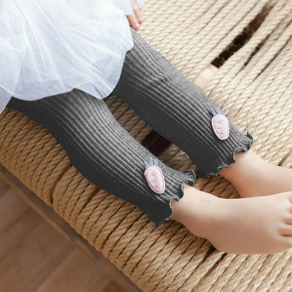 Cethrio Kids Girls Leggings, Knit Cute Stretch Elastic Waist Skinny Pants Dark Gray Size 4-6 T