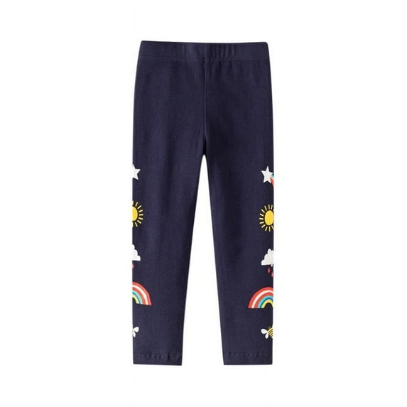 Cethrio Kids Girls Leggings, Soft Stretch Cotton Elastic Waist Dance Tight Pants Navy Size 2 T