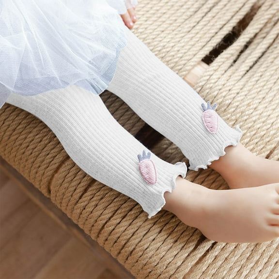 Cethrio Kids Girls Leggings, Stretch Cute Knit Elastic Waist Skinny Pants White Size 2-4 T
