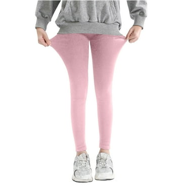 Cethrio Toddler Girls Leggings, Stretch Solid Color Elastic Waist Skinny Kids Bottoms Pink Size 6-7T