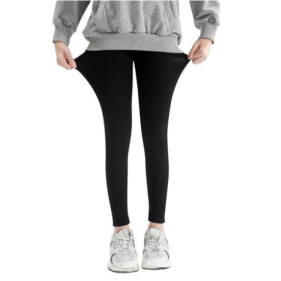 Cethrio Kids Girls Leggings, Stretch Solid Color Skinny Elastic Waist Kids Bottoms Black Size 2-3T