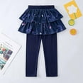 thumbnail image 1 of Cethrio Kids Girls Leggings with Skirts, Stretch Elastic Waist Cotton Dance Pants Navy Size 5-6 T, 1 of 3