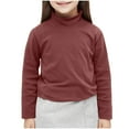 thumbnail image 1 of Cethrio Kids Girls Long Sleeve Tops, Cotton Half-turtleneck Soft Pullover Thermal Undershirts Wine Size 5T, 1 of 5