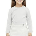 thumbnail image 1 of Cethrio Kids Girls Long Sleeve Tops, Soft Cotton Pullover Crewneck Thermal Undershirts White Size 6, 1 of 5