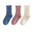 thumbnail image 1 of Cethrio Toddler Girls Mid Socks, Breathable Soft Cotton 3 Pack Ruffle Sock Blue Size 6-8 T, 1 of 6