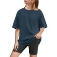 thumbnail image 1 of Cethrio Kids Girls Outfit Sets, 2 Piece Casual Summer T-Shirts & Bike Shorts Sets Navy Size 5-6 T, 1 of 8