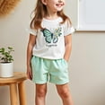 thumbnail image 1 of Cethrio Kids Girls Outfit Sets 2 Piece, Cute Short Sleeve Cotton T-shirts with Shorts Sets Green Size 5T, 1 of 7