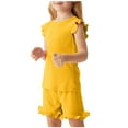 thumbnail image 1 of Cethrio Kids Girls Outfit Sets, 2 Piece Gifts Sleeveless Summer Girls' Clothing Sets Yellow Size 3-4 T, 1 of 6