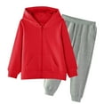 thumbnail image 1 of Cethrio Kids Girls Outfit Sets, 2 Piece Long Sleeve Cotton Hoodies and Sweatpants Sets Red Size 3T, 1 of 4