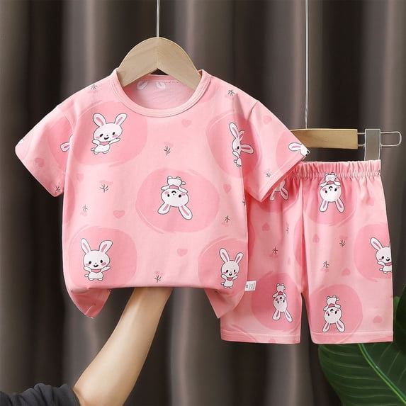 Cethrio Kids Girls Outfit Sets, Cotton Summer Short Sleeve Shirts and Shorts Sets Multicolor Size 9-10 T
