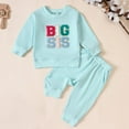thumbnail image 1 of Cethrio Kids Girls Outfit Sets, Long Sleeve Cotton 2 Piece Sweatshirt and Sweatpants Set Green Size 4-5 T, 1 of 8