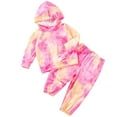 thumbnail image 1 of Cethrio Kids Girls Outfit Sets, Long Sleeve Tie Dye 2 Piece Hoodies with Sweatpants Sets Pink Size 6, 1 of 5