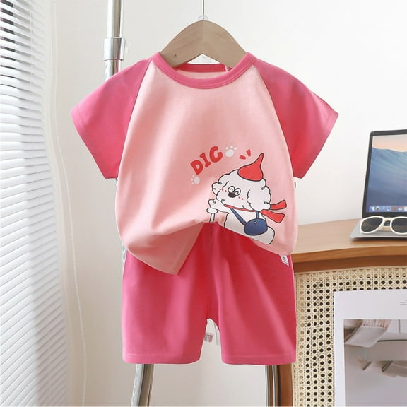 Cethrio Kids Girls Outfit Sets, Short Sleeve Cotton Summer Shirts and Shorts Sets Beige Size 5-6 T