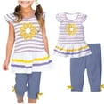 thumbnail image 1 of Cethrio Kids Girls Outfit Sets, Short Sleeve Gifts Summer 2 Piece Tops with Capris Purple Size 7-8 T, 1 of 7