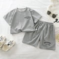 thumbnail image 1 of Cethrio Kids Girls Outfit Sets, Short Sleeve Summer Casual Shirts and Shorts Sets Dark Gray Size 3-4 T, 1 of 3