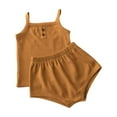 thumbnail image 1 of Cethrio Kids Girls Outfit Sets, Sleeveless Summer 2-Piece Shirts & Shorts Sets Coffee Size 2-3 T, 1 of 2