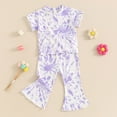thumbnail image 1 of Cethrio Kids Girls Outfit Sets, Summer Short Sleeve Tie Dye Shirts and Shorts Sets Purple Size 2-3 T, 1 of 9