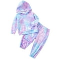 thumbnail image 1 of Cethrio Kids Girls Outfit Sets, Tie Dye Long Sleeve 2 Piece Hoodies with Sweatpants Sets Purple Size 2-3 T, 1 of 5