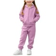 thumbnail image 1 of Cethrio Kids Girls Outfit Sets, Warm Zipper Long Sleeve 2 Piece Hoodies and Sweatpants Sets Purple Size 2-3T, 1 of 8