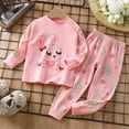 thumbnail image 1 of Cethrio Toddler Girls Pajama Sets, Cotton Casual Long Sleeve Printed Loungewear Clothes Pink Size 4 T, 1 of 3