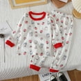 thumbnail image 1 of Cethrio Kids Girls Pajama Sets, Cotton Long Sleeve 2 Piece Kids Sleepwear Sets Red Size 3-4 T, 1 of 3