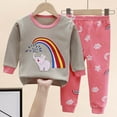 thumbnail image 1 of Cethrio Kids Girls Pajama Sets, Printed Soft Long Sleeve Cotton Kids Outfit Sets Gray Size 3-4 T, 1 of 4