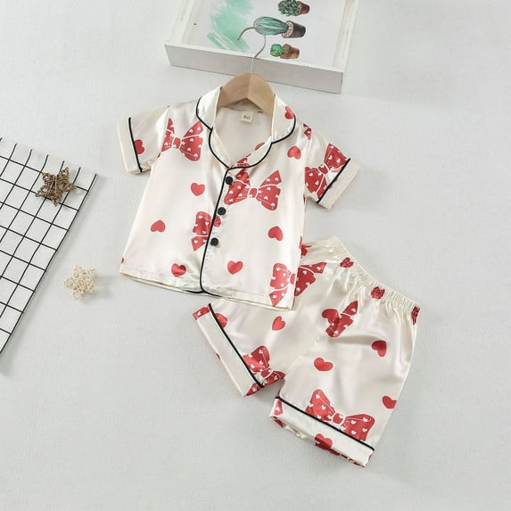 Cethrio Kids Girls Pajama Sets, Short Sleeve Gifts Summer 2 Piece Sleepwear Sets Multicolor Size 4-5 T