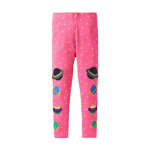 Cethrio Kids Girls Printed Leggings, Cotton Stretch Soft Elastic Waist Tight Pants Pink Size 2T