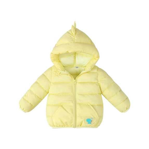 Cethrio Kids Girls Puffer Jackets, Lightweight Hooded Windproof Warm Winter Coats Outerwear Yellow Size 4T