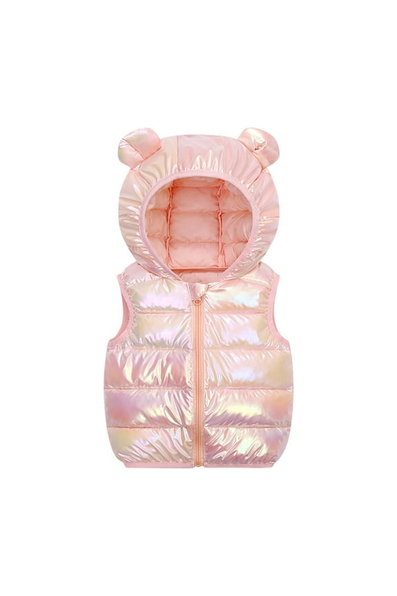 Kids Girls Puffer Vests, Lightweight Winter Zip up Sleeveless Outerwear Vests Pink Size 3 T