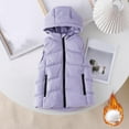 thumbnail image 1 of Cethrio Kids Girls Puffer Vests, Zipper Warm Sleeveless Winter Outerwear Vests Purple Size 3-4 T, 1 of 3