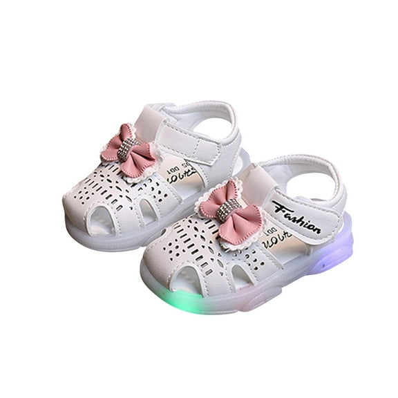 Cethrio Kids Girls Sandals, Casual Summer 2025 Non-slip Walker Shoes White Size 2-3 T