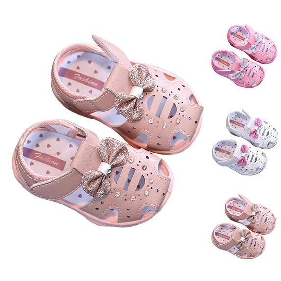 Cethrio Kids Girls Sandals, Casual Summer Princess Non-slip Walker Shoes Pink Size 12-24 Months