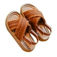 thumbnail image 1 of Cethrio Kids Girls Sandals, Open Toe Dance Low Heel Princess Summer Shoes Brown Size 3 T, 1 of 6