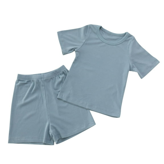 Cethrio Kids Girls Shirts & Shorts Sets, 2-Piece Summer Short Sleeve Outfit Sets Light Blue Size 6-7 T