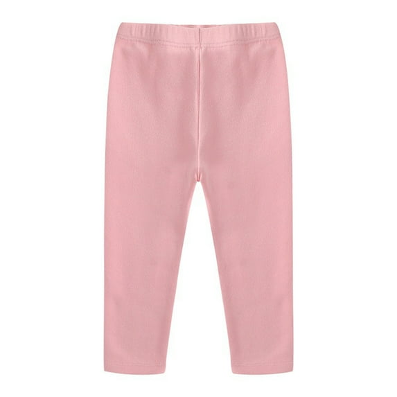 Cethrio Kids Girls Solid Color Leggings, Soft Elastic Waist Stretch Cotton Tight Pants Pink Size 18Months