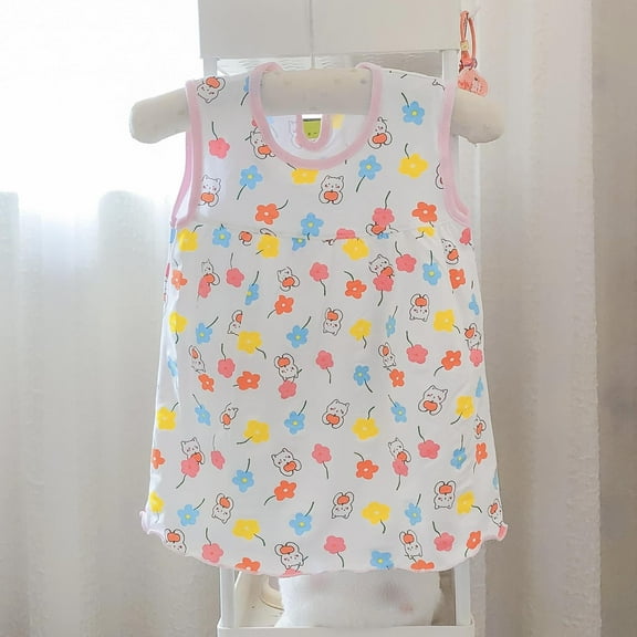 Cethrio Kids Girls Summer Dresses, Casual Sleeveless Crew Neck Cotton Sundresses Multicolor Size 0-2 T