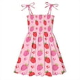 thumbnail image 1 of Cethrio Kids Girls Summer Dresses, Holiday Cute Spaghetti Strap Printed Sleevless Dresses Pink Size 3T, 1 of 4