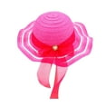 thumbnail image 1 of Cethrio Kids Girls Summer Hats, Holiday Summer Wide Brim Straw Hats Sun Hats Hot Pink Size 3-7 T, 1 of 2