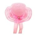 thumbnail image 1 of Cethrio Kids Girls Summer Hats, Wide Brim Summer Holiday Straw Hats Sun Hats Pink Size 3-7 T, 1 of 2