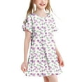 thumbnail image 1 of Cethrio Kids Girls' Summer Nightgowns, Short Sleeve Printed Comfy Ruffled Sleep Dresses Multicolor Size 3-4 T, 1 of 4