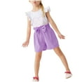 thumbnail image 1 of Cethrio Kids Girls Summer Outfit Sets, 2PC Flutter Sleeve Cotton Girls' Clothing Sets Purple Size 2T, 1 of 8