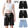thumbnail image 1 of Cethrio Kids Girls Summer Shorts, 3 Piece Cotton Linen Casual 2025 Athletic Shorts Blue Size 2-3 T, 1 of 9