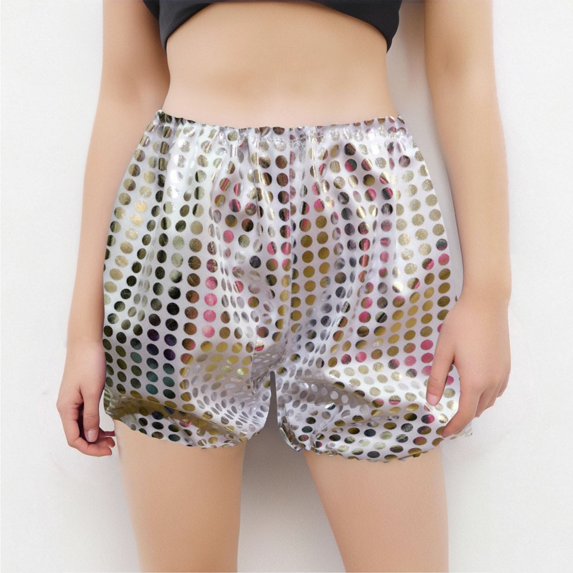 Cethrio Kids Girls Summer Shorts, Gifts Elastic Waist Performance Summer Dancewear Shorts Silver Size 3-4 T
