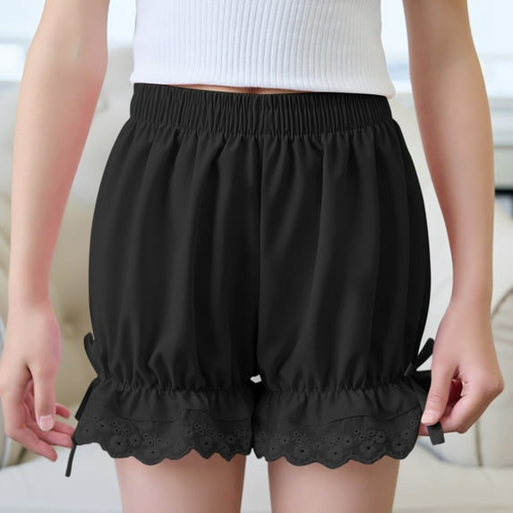 Cethrio Kids Girls Summer Shorts, Outdoor Elastic Waist Gifts Casual Athletic Shorts Black Size 4-5 T